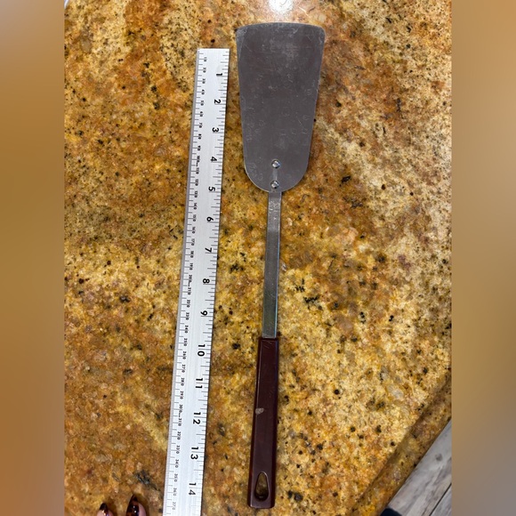 Kaylan 14 1/4 Stainless Steel Spatula Flipper with Brown Handle - Picture 1 of 4